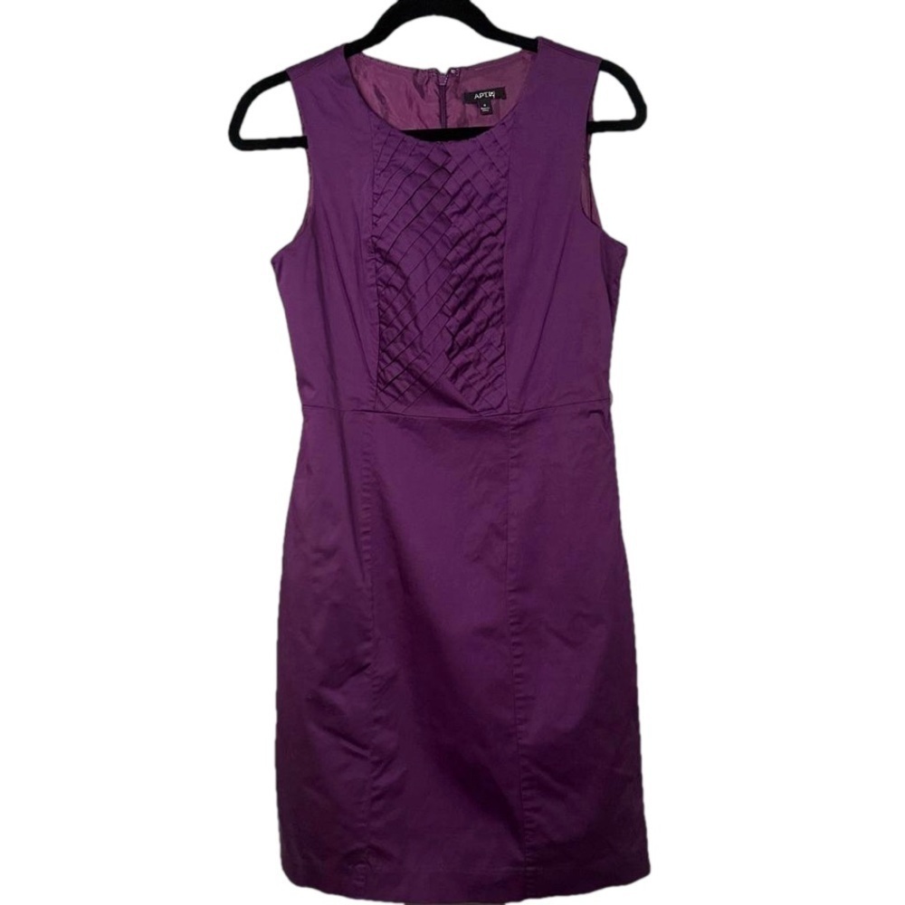APT 9 Size 8 Woven Bodice Sheath Purple Lined Dress